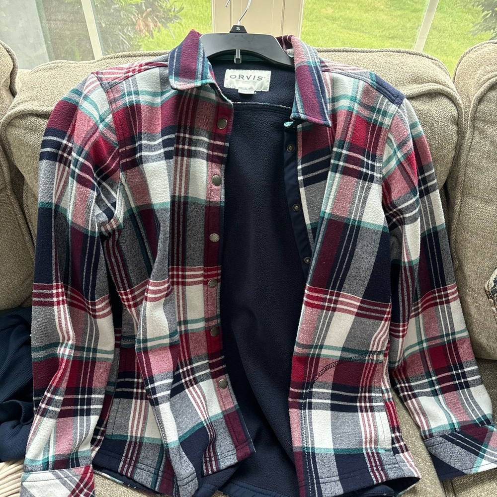 Orvis Red and White Casual Button Down Shirt